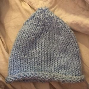 Baby boys blue hand knit hat